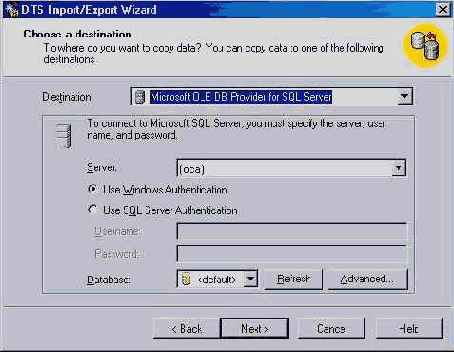    DTS Export Wizard