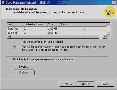   Copy Database Wizard